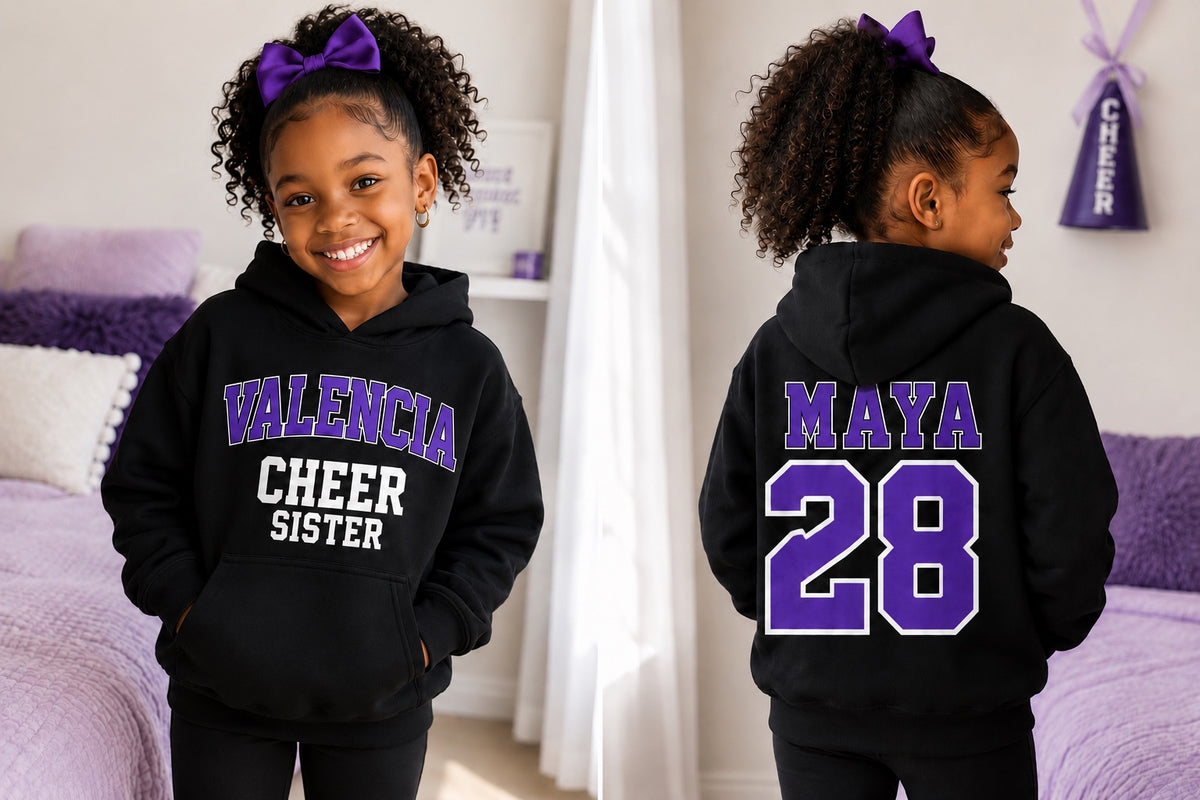 Valencia Cheer Personalized Hoodie (Cheer Sister)