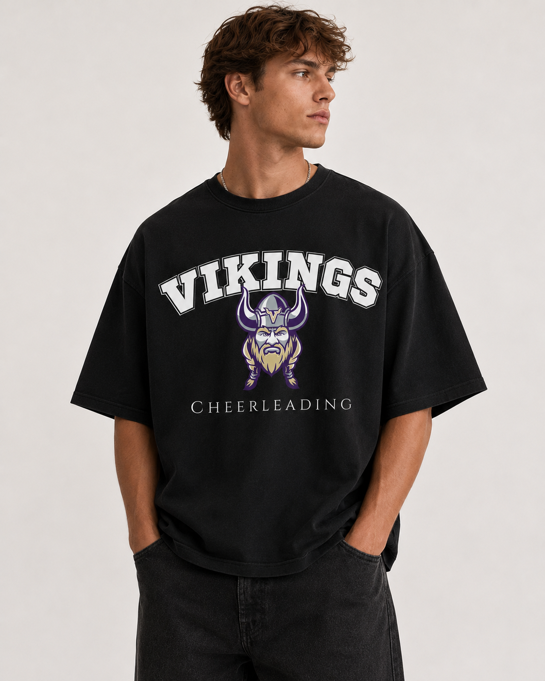 Vikings Cheerleading  Black T Shirt (Unisex)