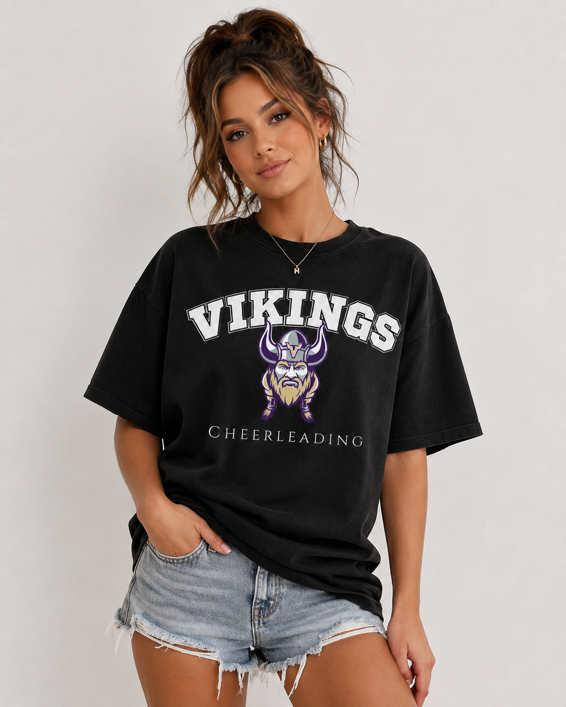 Vikings Cheerleading  Black T Shirt (Unisex)