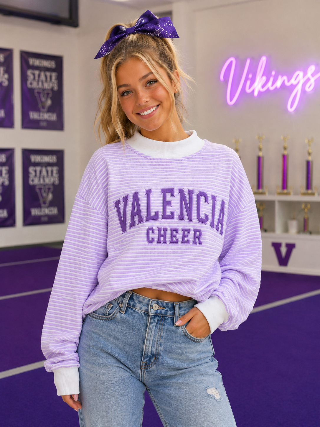Valencia Cheer Striped Sweatshirt