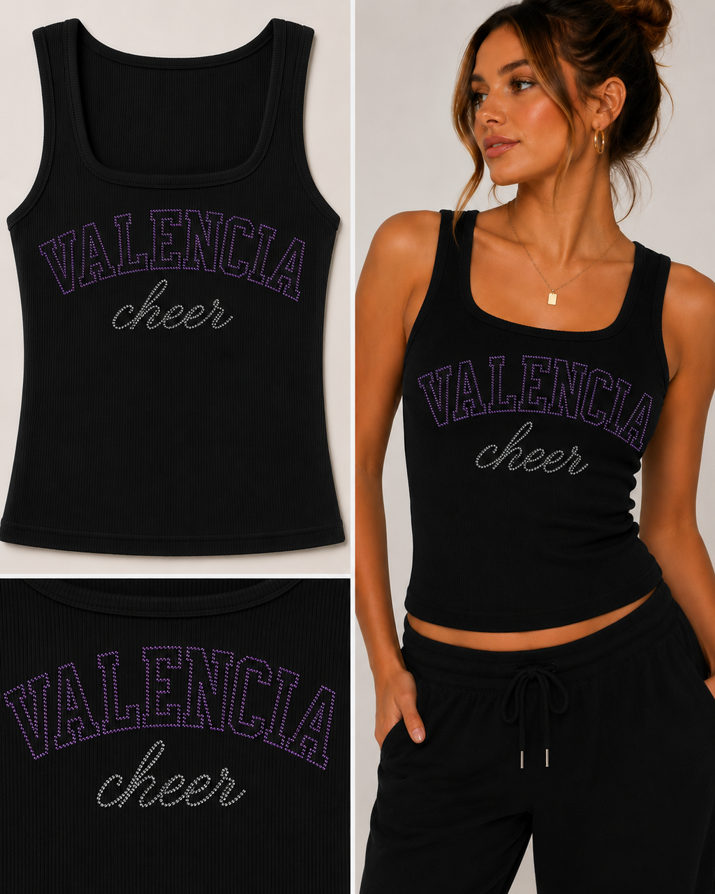 Valencia Cheer Rhinestone Tank Top