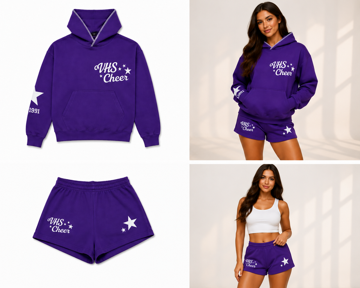 Purple VHS hoodie with Blanket Stitching