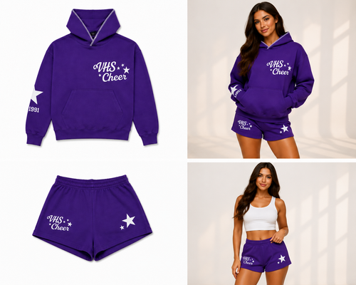 Purple VHS hoodie with Blanket Stitching